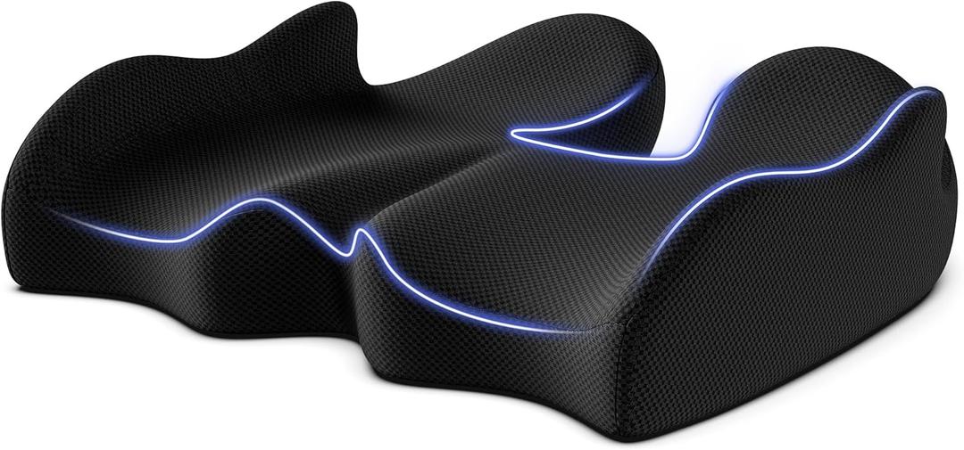 VOXON Seat Cushion, X Large Car Seat Cushion, Memory Foam Cushions for Office Chair, Chair Cushions for Tailbone Pain Relief & Pressure Relief Sciatica for Long Sitting (Black)