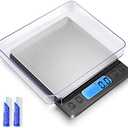 Digital Food Kitchen Scale Upgraded, YONCON 3000g/0.1g High Accuracy Mini Pocket Scale Measures in Grams and oz for Cooking, Baking, Jewelry, Tare Function,2 Trays, LCD Display (Batteries Included)
