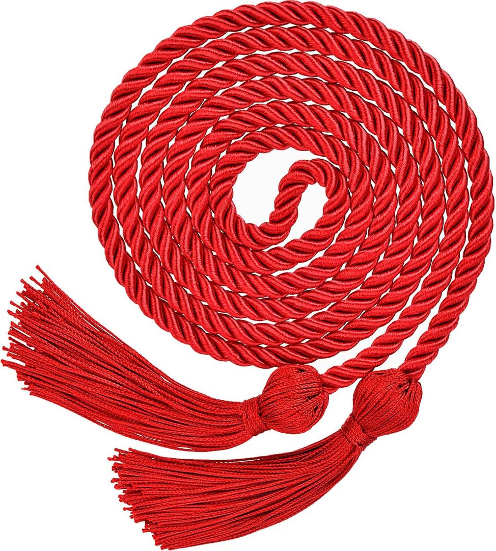 TecUnite Graduation Cords Honor 2026 Polyester Yarn Decorative 67" Long Garland Twist Ties with Tassels for Bachelor Gown Graduation(Red)