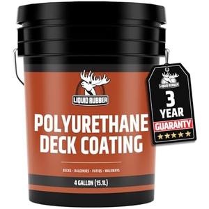 Liquid Rubber Polyurethane Deck Coating  10X Stronger Than Traditional Deck Paint & Deck Stain  Flexible, Waterproof Sealant for Wood, Concrete & Plywood  Textured Finish  Saddle Brown  4 Gallon