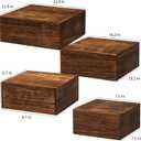 Vintage Brown Square Wooden Cake Stands For Display,Set Of 4 Wood Cupcake Stands Risers, 12 Inches Rustic Wood Crates For Wedding Cake Display, (Vintage Brown)