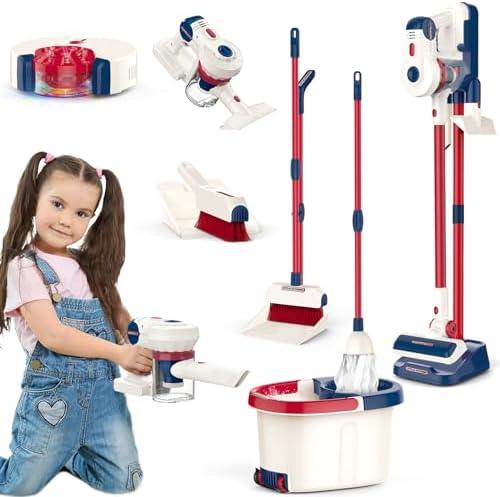 Fistone Kids Cleaning Toy Set for Toddlers, 12 Pcs Vacuum Cleaner, Sweeper, Bucket, Mop, Pretend Home Cleaning Play Set Gifts for Boys & Girls