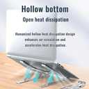 Portable Aluminum Alloy Laptop Stand, 7-Level Adjustable, Foldable, Ergonomic, Suitable for Laptops up to 18 Inches, Grey Metal