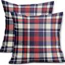 4th of July Plaid Pillow Covers 20x20 Inch Patriotic Decorations Blue Red Buffalo Plaid Decorative Throw Pillow Cases Set of 2 Memorial Day Independence Holiday Cushion Cases Sofa Couch Bed Decor