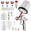 SRQ R500 Air LVLP Spray Gun Kit with 1.3/1.7/2.0mm Nozzles Automotive Paint Gun, 5pcs 650cc Mixing Cup and Lids, Automotive Paint Sprayer for Car, House Painting, Furniture