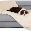 gogobunny Waterproof Dog Blanket for Large Dogs, Cats, Puppy, Reversible Faux Fur Pet Throw Blanket, Washable, Calming Furniture Protection for Sofa Bed (33x77 Inch (Pack of 1), Beige)