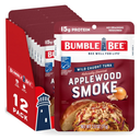 Bumble Bee Applewood Smoke Seasoned Tuna, 2.5 oz Pouches (Pack of 12) - Ready to Eat - Wild Caught Tuna Packet - 15g Protein per Serving - Gluten Free