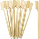 BLUE TOP 200Pcs Bamboo Paddle Picks, 6 Inch Sturdy Flat Skewers Food Appetizer Toothpicks for for Fruit, Grilling, Drink, BBQ, Barbecue, Yakitori Chicken, Fondue, Roasting,Cocktail, Marshmallow