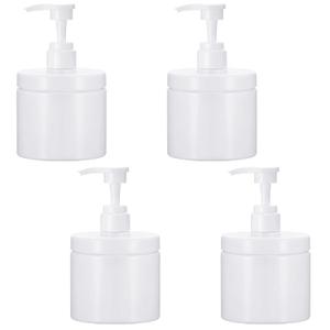 Eaasty 4 Pieces Lotion Bottles Plastic Pump Dispenser 500 ml Shampoo and Conditioner Dispenser Refillable Empty Shampoo Bottles with Pump for Travel Shower Essential Oil Soap(White)