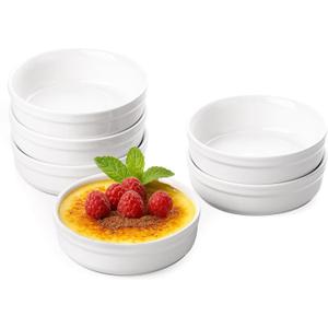 Creme Brulee Ramekins - 6 oz Oven Safe Ramekins for Baking, Souffl, Desserts, Classic Ceramic Creme Brulee Dishes, Set of 6
