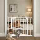 Baby Gate with Cat Door, 29.92-43.7 ” Wide No-Drill Baby Gate for Stairs