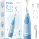 Papablic Kids Electric Toothbrush for Ages 4+ Children Girls and Boys, USB Rechargeable with Smart Brushing Timer, LED Light & 2 Replacement Brush Heads, Blue