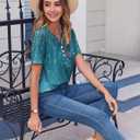 Zeagoo Womens Summer Tops Casual Short Sleeve V Neck Shirts Business Dressy Work Blouses (Blue, XL)