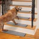 Non Slip Stair Treads for Wooden Steps, Stair Runners Indoor, 15 PCS 8" x 30" Natural Linen Carpet Stair Treads, Self-Adhesive Washable Backing for Kids Elders and Pets, Gray