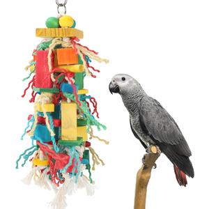 Rypet Wood Bird Chewing Toys for Cage Wall, Wooden Bird Cage Toy for Helping to Trim Beak, Birds Toys Parrot Toy for African Grey Parrots Cockatoos Amazon Parrot and Other Small to Medium Parrots (Colorful3)