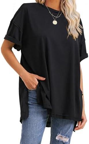 EXLURA Womens Summer Oversized T Shirts 2025 Casual Short Sleeve Loose Maternity Tops Crewneck Tunic Plus Gym Workout Top S