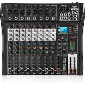 8-Channel Audio Mixer, Recording Sound Board with Bluetooth