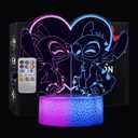 Stitch Night Light for kids: Two-Color Lighting Effects, 32 Changing 3D Illusion LED Lamp with Remote & Touch Control,Stitch Gifts for Girls,Boys,Cute Bedroom Decor for Birthday Christmas Party
