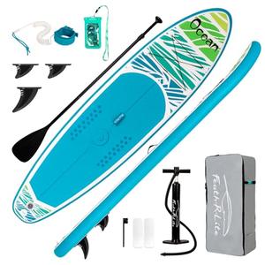 FEATH-R-LITE Inflatable Paddle Board Stand Up Paddleboards for Adults SUP with Premium Accessories Pump, Adjustable Paddle, Leash, Three Fins, Backpack (‎Blue Ocean)