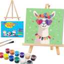 WEMEON Alpaca Paint by Numbers Kit for Kids with Frame and Easel, Easy Paint by Numbers Kits for Kids Ages 4-6, Small Painting by Number for Birthday Gift, Painting Party(10X10inch)