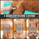 Pet Grooming Vacuum for Dogs & Cats, 12kPa Strong Suction, 50dB Quiet, 2L Dust Cup, 5-in-1 Grooming Kit with Ceramic Clippers, 6 Guide Combs, Vacuum for Shedding & Long-Haired Breeds
