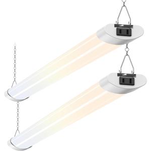 ALUSSO LED Shop Lights 4FT for Garage, 4800LM Super Bright, Adjustable 2700K 3000K 4000K 5000K 6500K, 120V, Warm to Cool Daylight Linkable Shop Lights for Workshop/Basement, ETL Listed, 2 Pack
