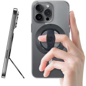 EWA MagOne 3rd Gen [Compatible with MagSafe] Phone Grip Stand with Finger Strap, Removable Magnetic Ring Holder Kickstand Loop for iPhone 17,16,15,14,13,12 Series (Black)