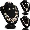 Youyole 3 Pcs Black Velvet Jewelry Display Necklace Earrings Ring Display Stand Jewelry Bust/mannequin for Vendors Selling and Shows