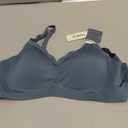 Vertvie Womens Seamless Bras No Underwire Supportive Wireless Push Up Full Coverage Bralette Comfort Scalloped T-Shirt Bra (XX-Large, Grey Blue)