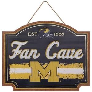 FOCO NCAA Official Primary Logo Established 15" Fan Cave Wall Sign (Michigan Wolverines, One Size)
