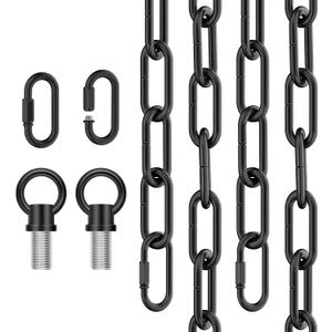 12 Feet Industrial Black Light Fixture Chain, Adjustable Metal Pendant Chandelier Chain Extension with Detachable Link, Maximum Load is 66 Pounds