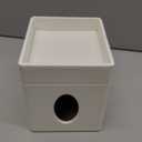 Tissue Box Holder Cover, Modern PU Leather Square Decorative Tissue Holder Organizer-Woven New Off White