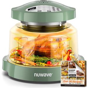 Nuwave Oven Pro Plus Air Fryer, Infra-Red Countertop, 2025 Advanced Convection, No Defrosting or Preheating, Cook Fresh or Frozen, Durable Power Dome, 100 Presets & 50 Memory, PFAS Free, Wild Olive