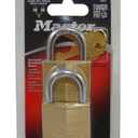 Master Lock 140T Solid Brass Padlocks.
Product Name: Master Lock 140T Solid Brass Padlock (2-pack) 
Key Features: The padlocks have a 1-9/16 inch (40mm) wide solid brass body that is strong and resists corrosion. The shackle is made of hardened steel