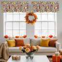 Kitchen Cafe Valance Curtain for Small Windows,Thanksgiving Farm Harvest Rod Pocket Blackout Curtains,Fall Maple Leaves on Buffalo Plaid Darkening Window Treatment for Living Room Bedroom Bathroom (54"W x 18"L (Pack of 1), Multi Color)