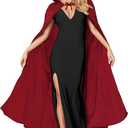 Classic Red Cape with Hood Full Length, Soft Cosplay Costume for Women, Halloween Red Cloak with Neckline Drawstring Design, One Size Fits Most - Ideal for Parties (XXL)