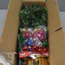 JOIEDOMI 24"/2FT Small Tabletop Christmas Tree with Lights with Star Treetop and Hanging Ornaments, Pre-lit Artificial Christmas Green LED Mini Tabletop Tree for Xmas Decorations Indoor Outdoor