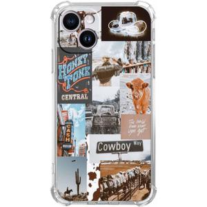 Cowboy Cowgirl Case for iPhone 15 Plus/iPhone 14 Plus,Western Natural Scenery Case for Women Men,Soft TPU Bumper Case for iPhone 15 Plus/iPhone 14 Plus