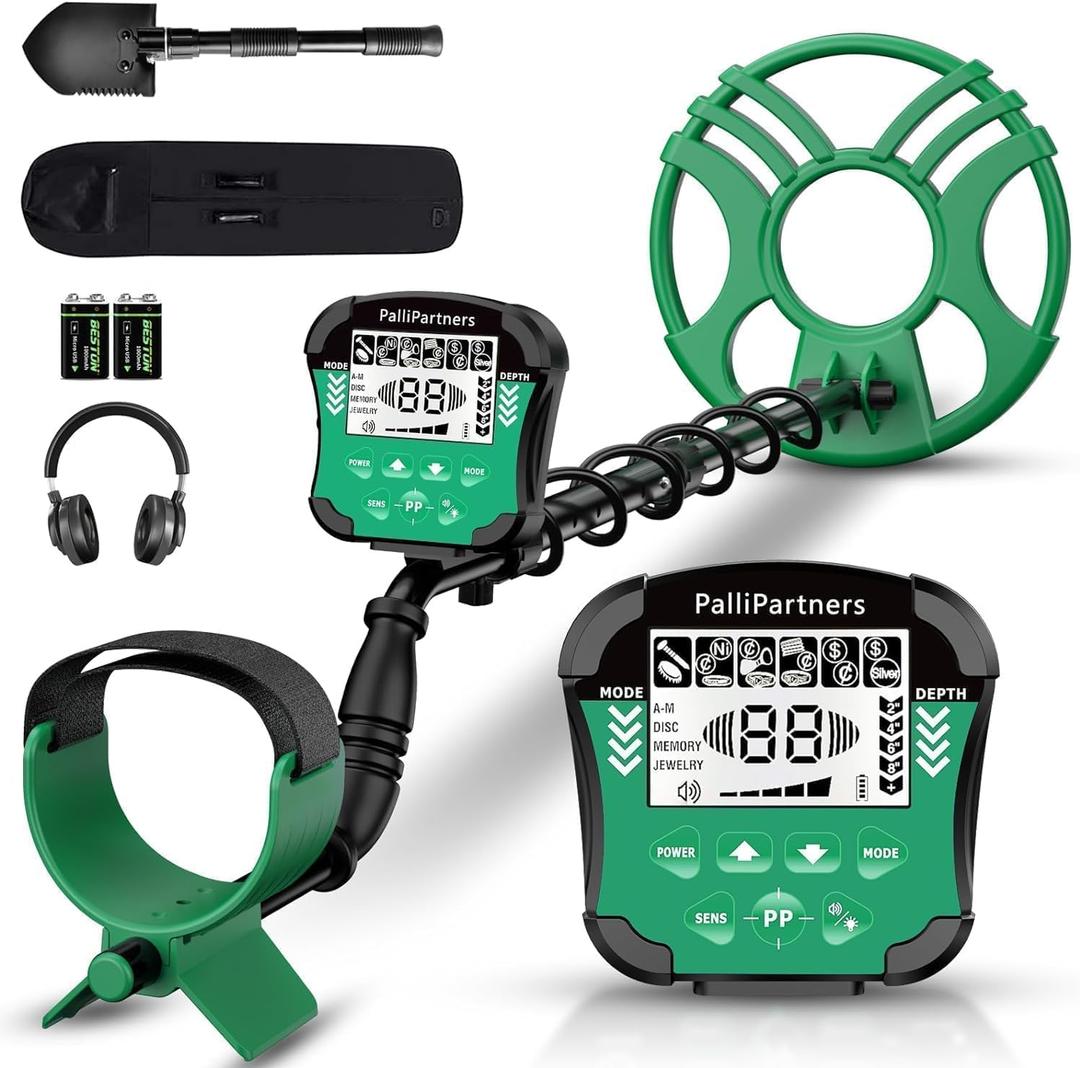 Metal Detector for Adults Waterproof-Professional Higher Accuracy Gold Detector with LCD Display,5 Mode,Advanced DSP Chip 12" Coil(Green)