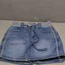 LAJIOJIO Denim Skirt Women,Jean Skirt for Women Drawstring High Waist Denim Skirts Jean Mini Skort with Zipper