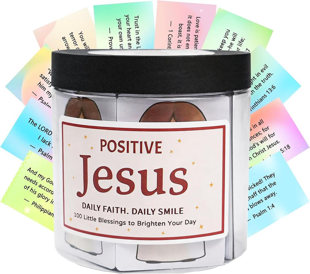 Bible Verse Jar, 100 Inspirational Scripture Cards, Christian Gifts for Women Men Mom Dad Friend Teacher, Birthday Gifts for Women, Christmas Stocking Stuffers