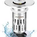 Bathroom Sink Drain Stopper, Universal Pop Up Drain for Bathroom Sink Replacement, Sink Drain Cover with Anti-Clogging Filter Basket Hair Catcher, Sink Drain Strainer for 1.1-1.45 Inch