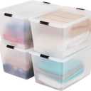 IRIS USA 4-Pack High-Capacity Clip Box with Latching Lids, 55 Quart Storage Bins, Supply Containers for Home, Office & Classroom Organization