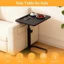 jessie Tv Tray C Table, Adjustable End Table for Couch 360 Swivel C Shaped End Table with Phone Tablet Slot for Living Room, Sofa, Bedside, Bathroom (Black)