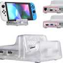 eXtremeRate AiryDocky DIY Kit Clear Replacement Case for Nintendo Switch Dock, Redesigned Portable Mini Dock Shell Cover for Nintendo Switch OLED - Shells Only, Dock & Circuit Board Chip NOT Included