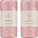 Sensy Premium 2 Pack of 2mm 251 Yards Polyester Rope 100% Polypropylene Cord Macrame Cord 2mm Crochet Bag Cord Macrame Rope Crochet Thread Gift for Knitter (Pink)