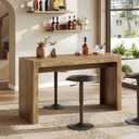 LITTLE TREE 63" Long Bar Table, Counter Height Pub Dining Table for 4-6, Modern Home Bar Unit, Rectangular High Top Table for Kitchen, Dining Room, Bistro, Balcony, 62.99" L x 19.68" W x 35.43" H