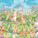 Hello Spring Easter Backdrop Spring Rabbits Eggs Happy Easter Day Party Decoration Photo Prop Booth Indoor Outdoor(86FT)