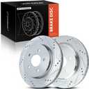 A-Premium 12.01 Inch (305mm) Rear Drilled and Slotted Disc Brake Rotors