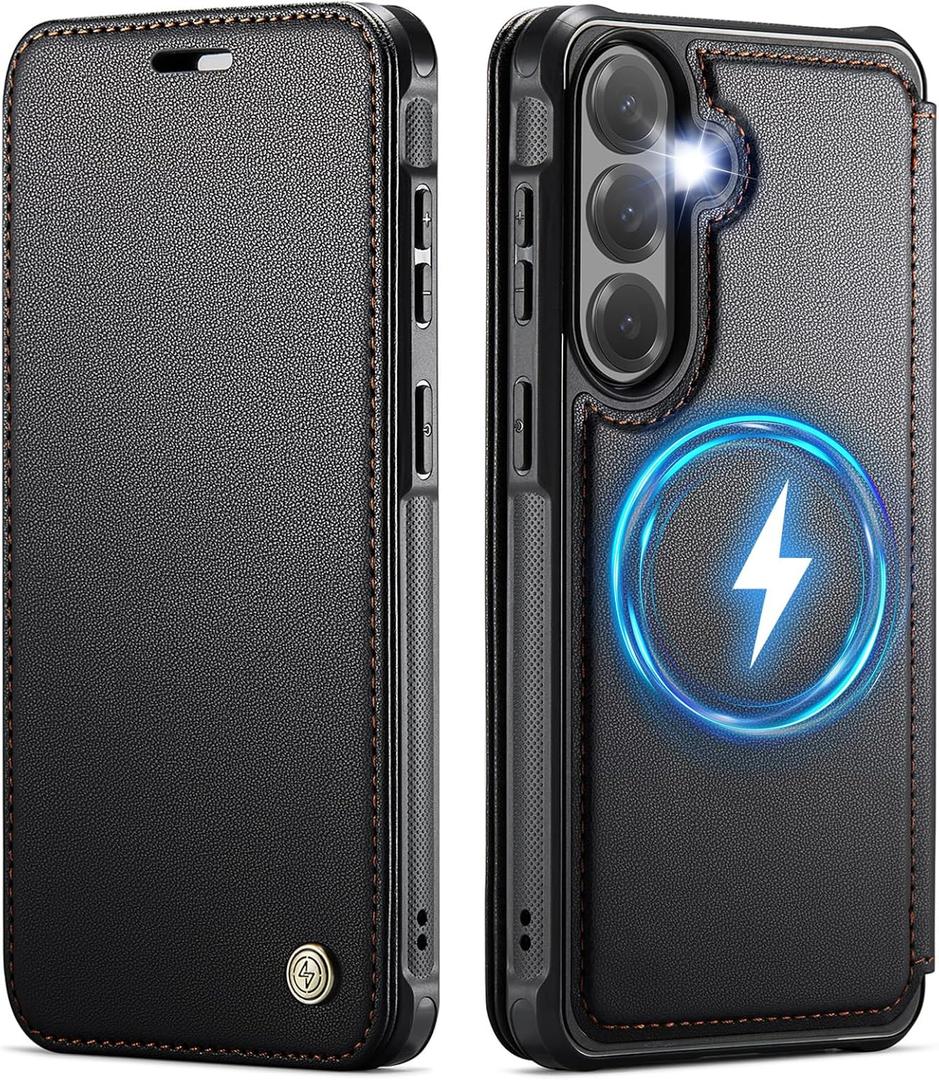 for Samsung Galaxy S26 Plus Wallet Case Compatible with Magsafe, PU Leather Flip RFID Blocking Card Holder Shockproof Magnetic Women Men Wallet Phone Case Cover for Galaxy S26 Plus, Black